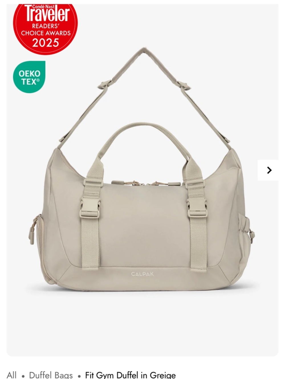 Calpak duffel bag